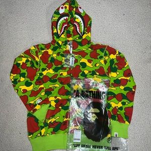 NWT SS21 Bape Sta Camo Shark Full Zip Hoodie Green